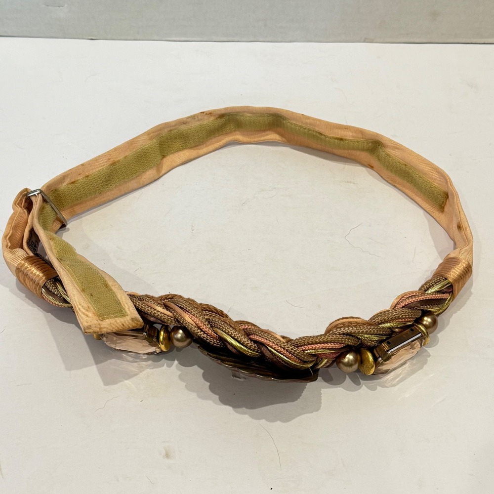 Carolyn Tanner Designs Braided Shell Belt Womens OS Gold Fair Vintage Stained - Picture 8 of 10